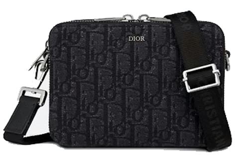 black dior oblique jacquard wallet with strap